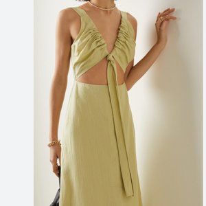 Bondi Born Tobago Organic Linen Maxi Dress in Green